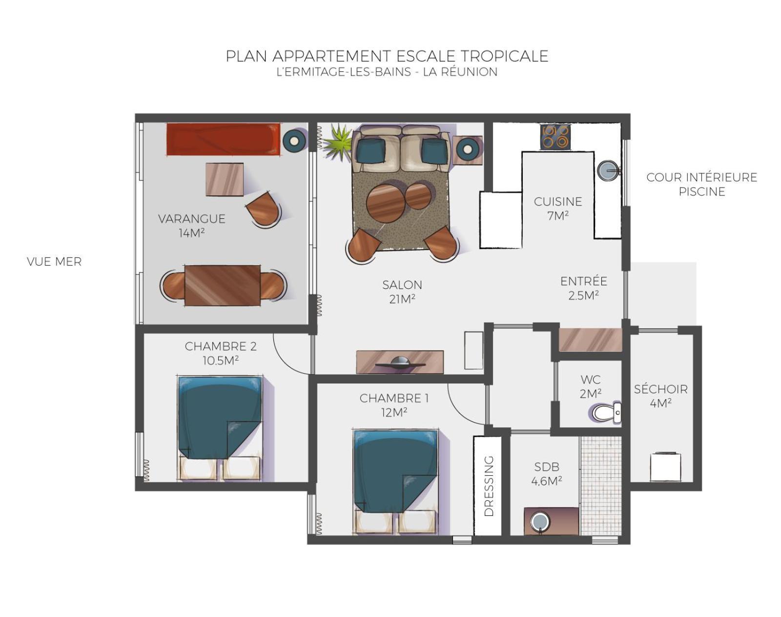 Apartamento Escale Tropicale, Appart Vue Mer A 2 Min Du Lagon Saint-Gilles-les-Bains Exterior foto